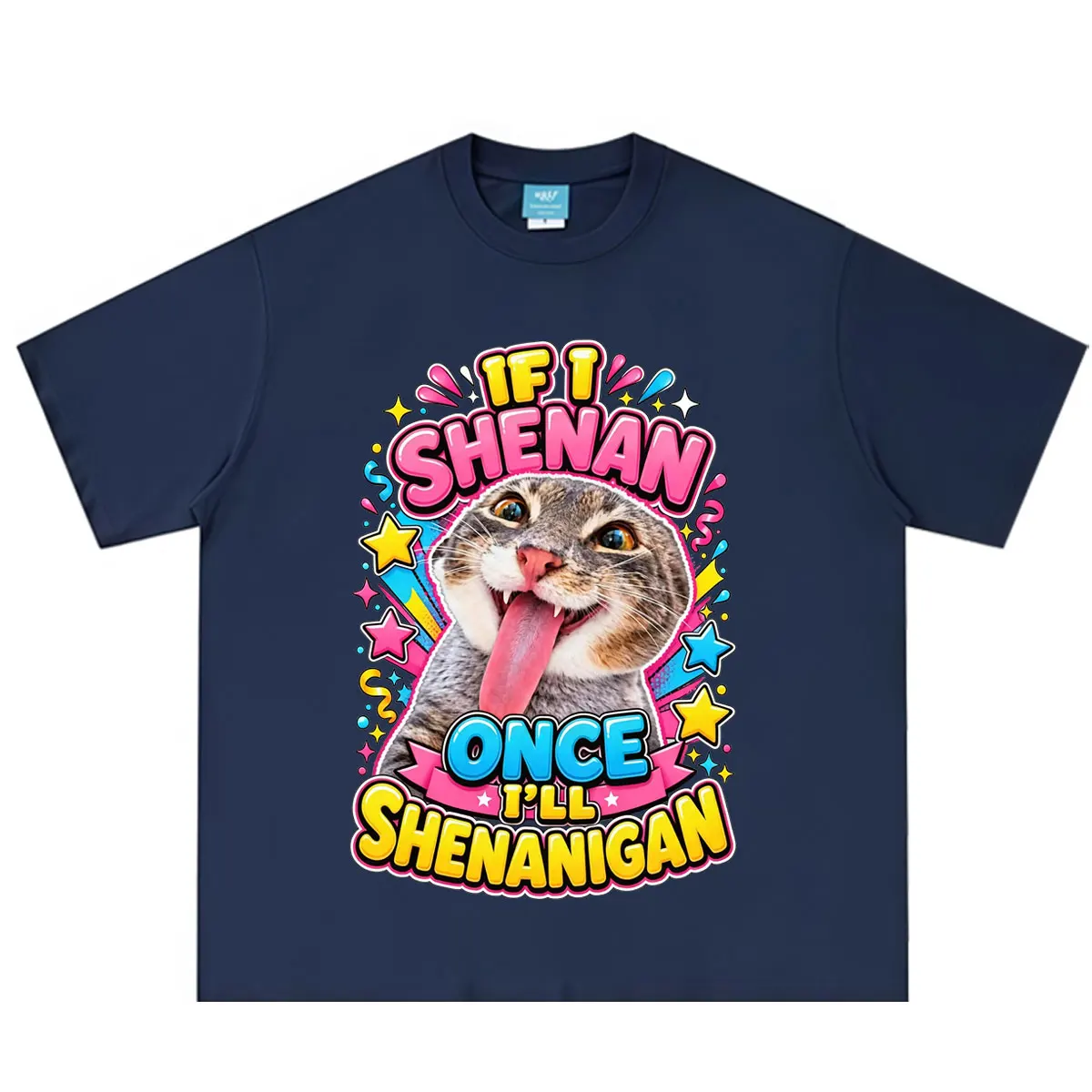If I Shenan Once I'll Shenanigan Funny Cat Meme T-shirt Men Women Aesthetic Trend T-shirt Short-sleeved Casual Cotton T-shirts