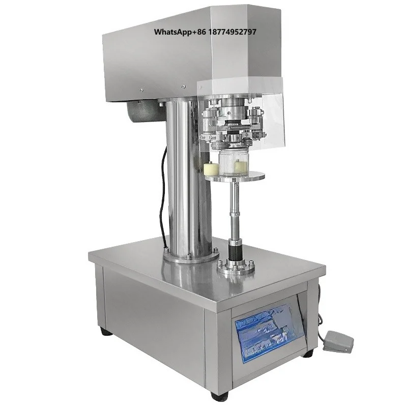 Easy Operate Semi-Automatic Electric 220V Stainless Steel Small Can Sealing Capping Machine for Beverage Commodity Use Wood