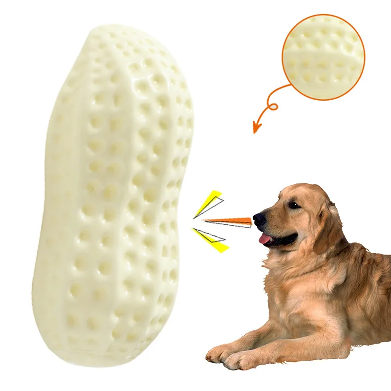 Peanut Dog Chew Toy Bite Resistant Pet Squeaky Toys For Small Medium Large Dogs TPR Rubber Teeth Cleaninig Dog Puppy Sound Toy