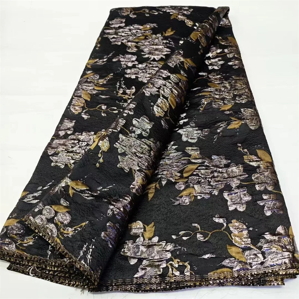 Pink African Jacquard Brocade Luxury Fabric Latest Floral Damask Dress Material Nigerian Gilding Lace Brocard Tissu 5 Yard DJB85