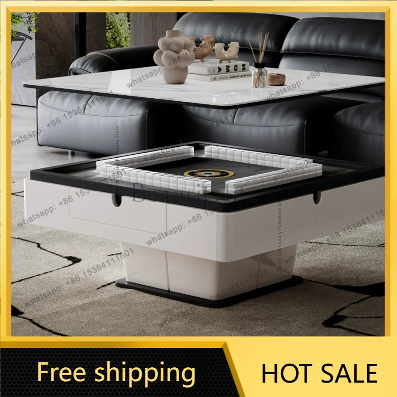 PG Modern Solid Wood Lifting Mahjong Table Nordic Kitchen Living Room Slate Dining Table Designer Home Furniture طاولة طعام FYMT