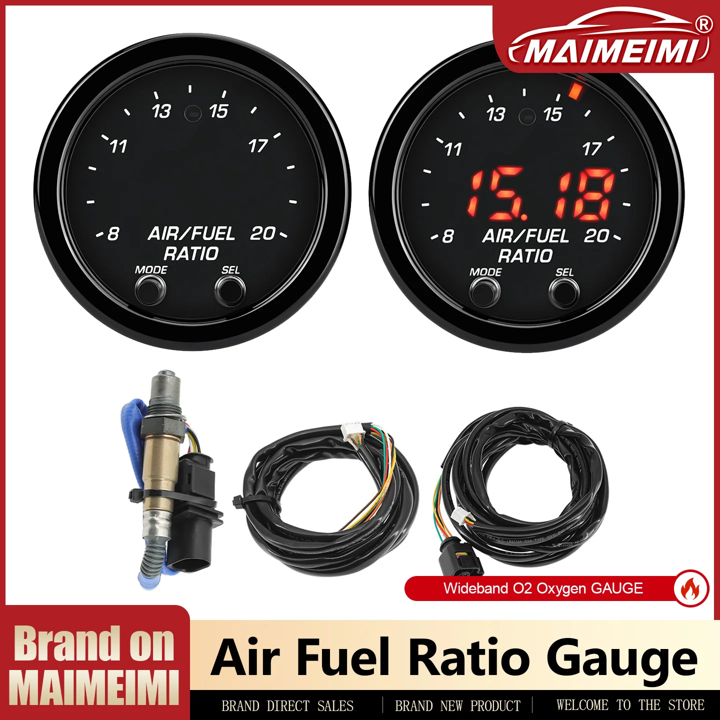 Car O2 Air Fuel Ratio Gauge With Oxygen Sensor Meter Set AFR Controller Meter For 30-0300 X-Series AFR Wideband LSU 4.9 Lambda