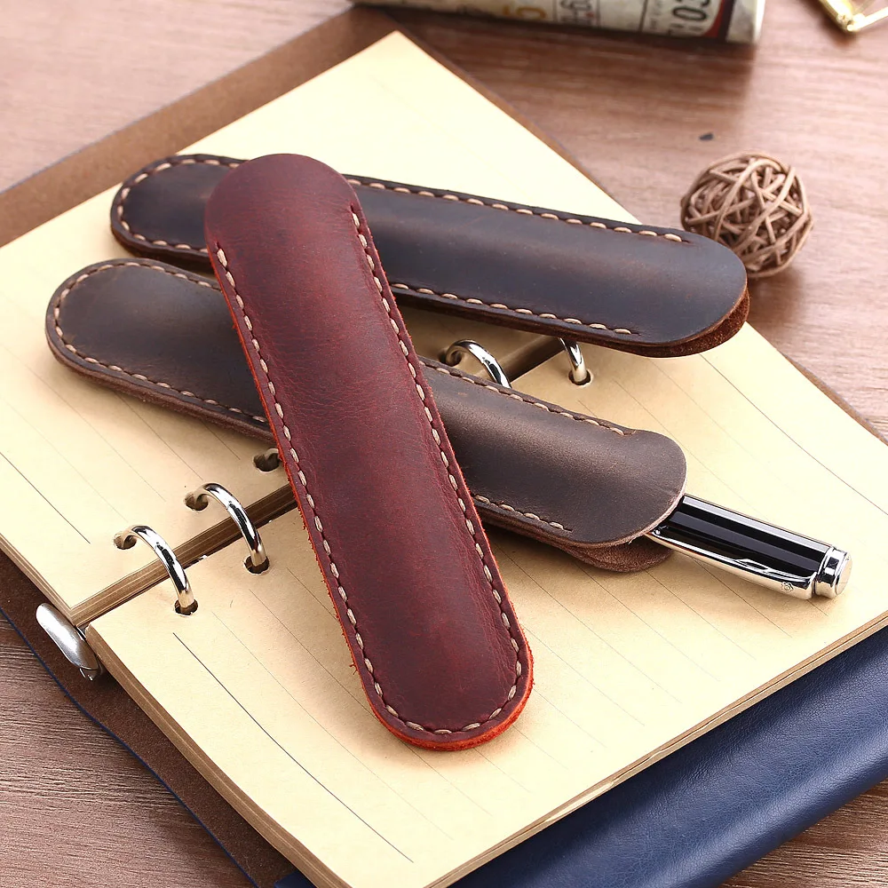 Retro ręcznie robiony piórnik z prawdziwej skóry skóra bydlęca metalowe etui na pióro wieczne etui etui prezenty biurowe artykuły szkolne