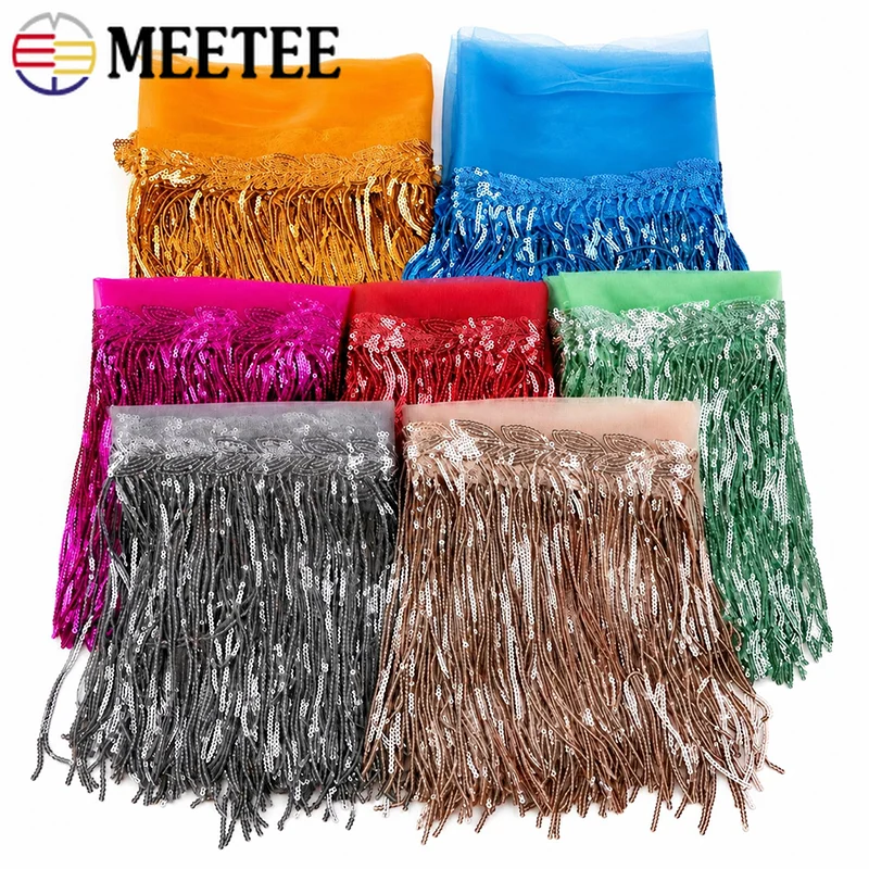 

2/5Yards 18cm Sequins Tassel Fringe Glitter Lace Trim Ribbon for Wedding Dress Costume Decor Trimmings DIY Sewing Accessories