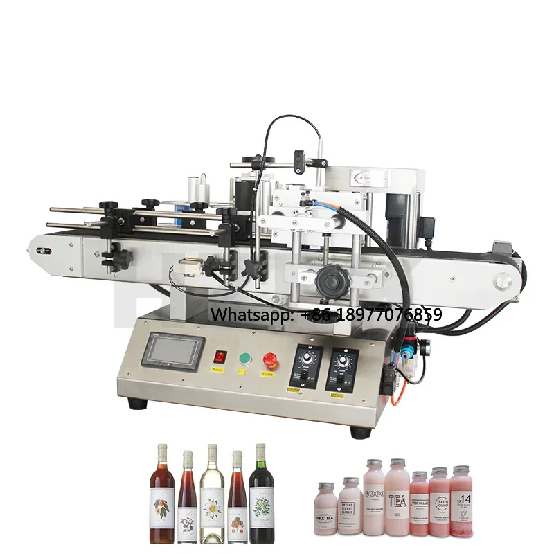 High Accuracy Desktop Conveyor Automatic Small Round Bottle Jar Label Labeling Machine Maker