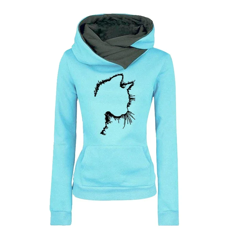 2025, Herbst und Winter, Neuankömmling, Damen-Kapuzenpullover, urban, lässig, modisch, Kapuzenpullover, Damen, Zuhause, Outdoor, Komfort, Katzen-Druck-Sweatshirt