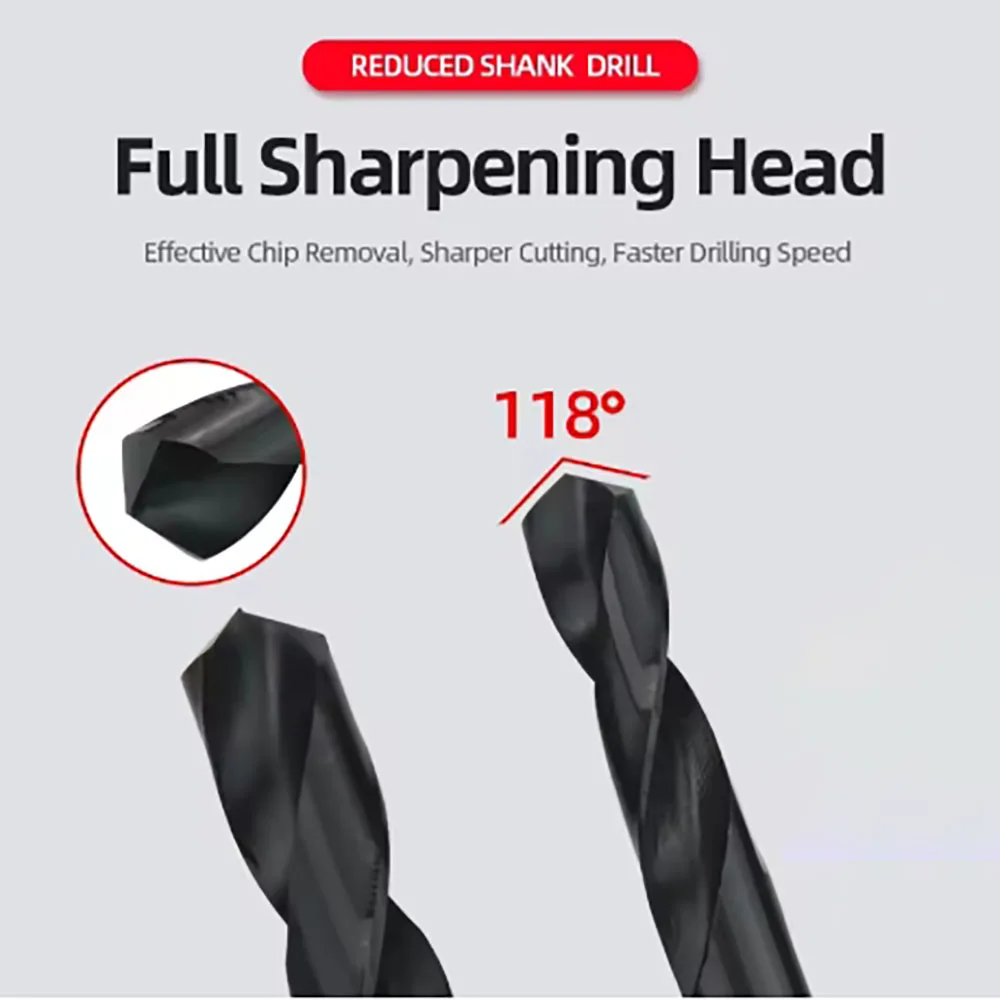 Twist Drill Bit 1PC 13mm-38mm 1/2" inch Dia Reduced Shank HSS Twist Drill Bit 13/14/15/16/17/18/19/20/21/22/23/24/25/28/30/32/35