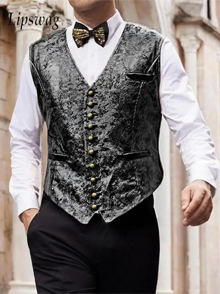 

Spring Fall Retro Suede Vest Jacket Mens Casual Single-breasted V Neck Waistcoats Men Fashionable Sleeveless Slim Fit Outerwear