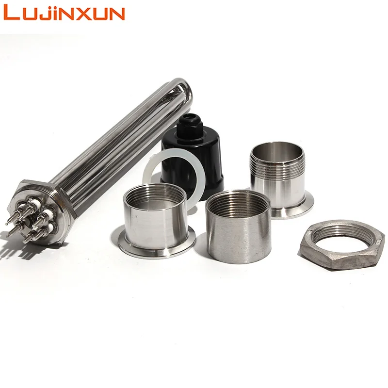 Lujinxun DN40 1.5inch BSP Thread Full 304 Electrical Heating Water Heater Immersion Element 3KW/4.5KW/6KW/9KW/12KW 220V/380V