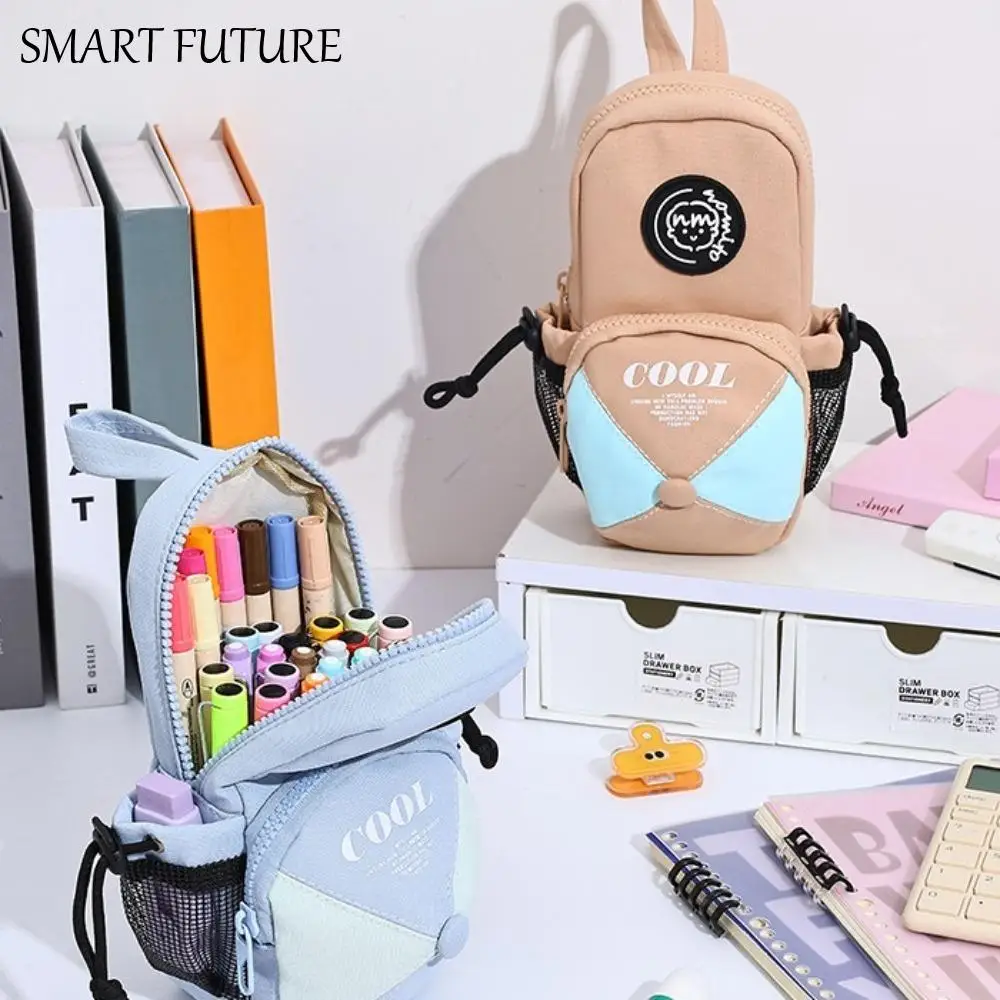 

Canvas Stationery Bag Backpack Shape Students Pencile Case School Supplies Large Capacity Cartoon Pen Pouch Office Supplies