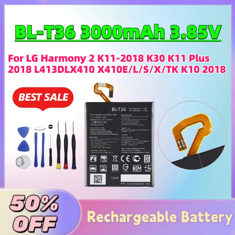 

Upgrade BL-T36 3000mAh 3.85V Mobile Phone Battery for LG Harmony 2 K11-2018 K30 K11 Plus 2018 L413DLX410 X410E/L/S/X/TK K10 2018