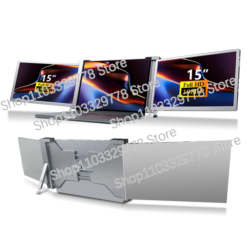 Two screen add laptop 15 inch Portable Laptop Screens Tri Screen Extension Lcd Triple Display