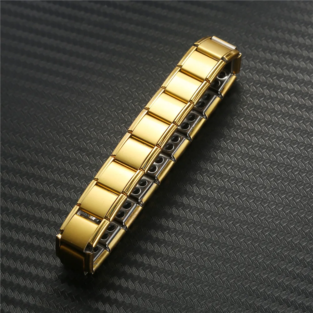 Gold Color Stainless Steel Elastic Chains Tourmaline Magnetic Bracelets for Woman Men Health Energy Bracelets Jewelry Gifts