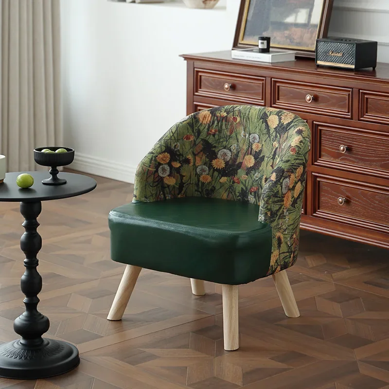 

Solid wood comfortable single retro sofa chair, balcony leisure backrest chair, living room home chair bedroom chair