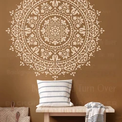 Plantilla de decoración de pared para pintar, plantilla de masilla para muebles, Mandala Extra redondo, flor de loto S300, 40cm - 80cm