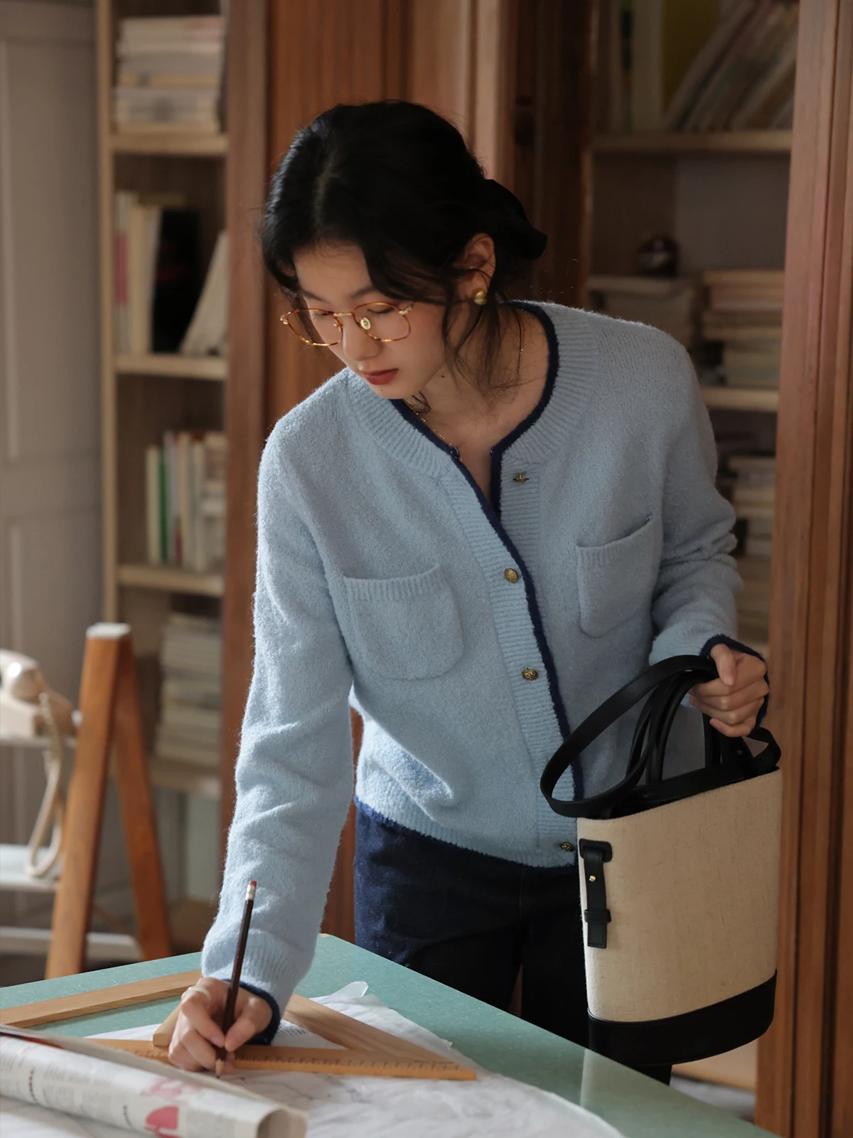 

Solighter Vintage Knitted Woolen Cardigan Women's Autumn Winter New Sle Faionable Small Fraance Sle Long Sve Coat