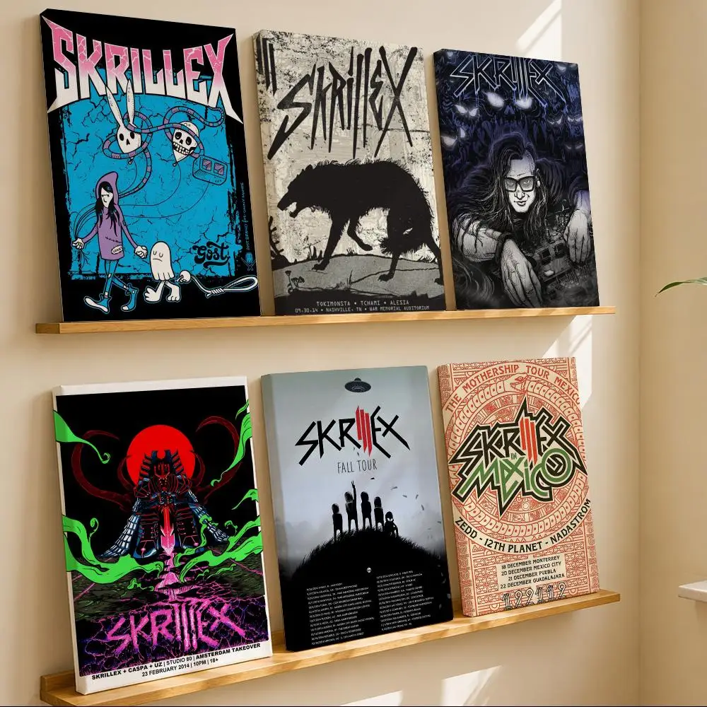 Energetic Rapper Singer s-Skrillex Framed Wall Painting Canvas Art Poster with Solid Wood Frame for Living Room Home Decor