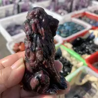Natural Garnet Lion Carving Animal Ornaments Statue Gift Healing Gem Crafts For Home Decoration 1PCS 6