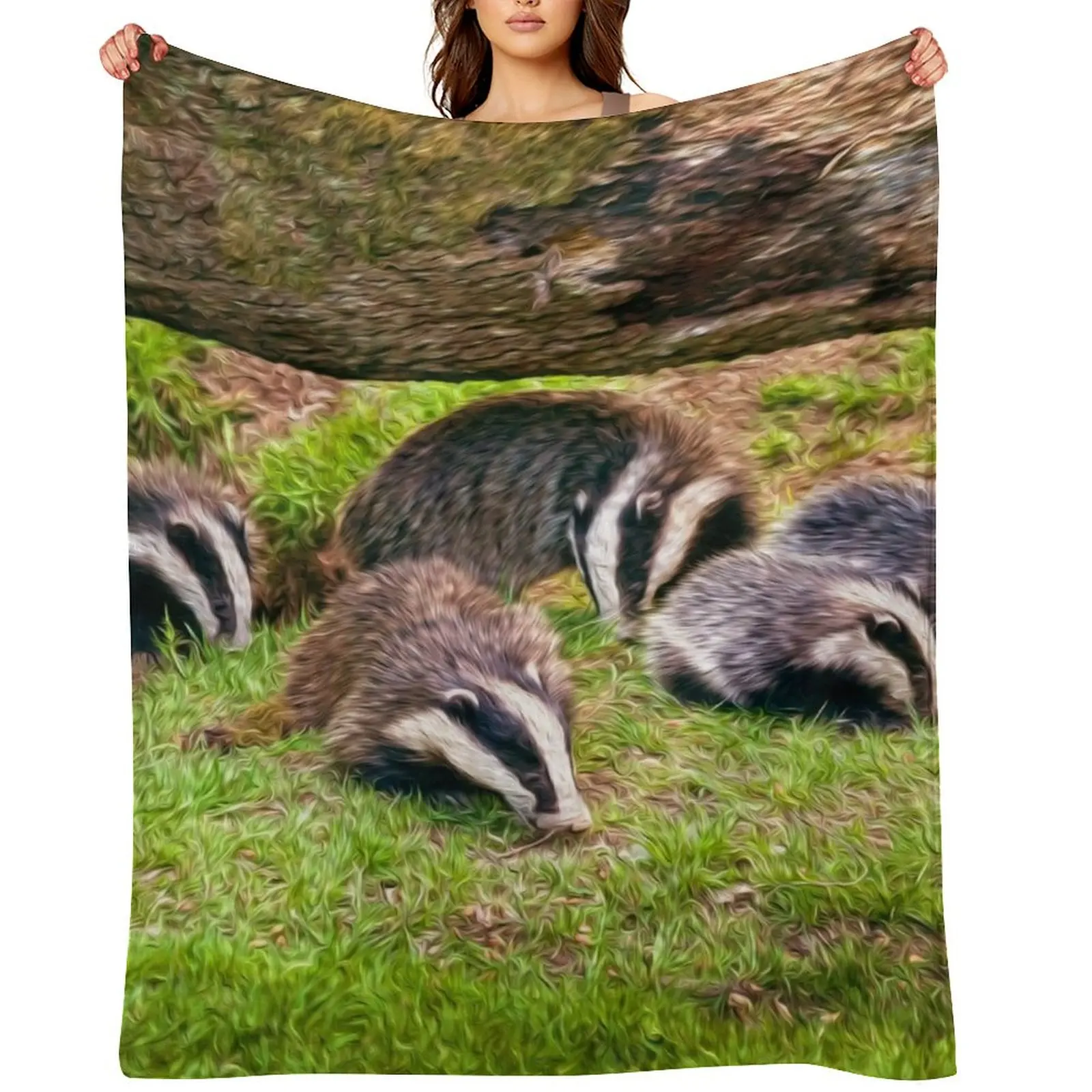 

Group of Badgers in nature Throw Blanket valentine gift ideas For Decorative Sofa Luxury Thicken Cute Blankets
