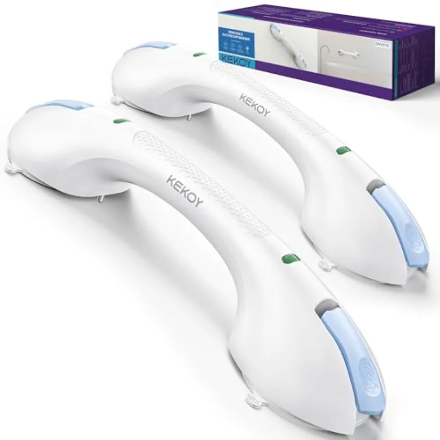 

17.5 Inch Suction Grab Bars for Bathtubs and Showers with Indicator 2 Pack- Heavy Duty Safety Shower Handle for Seniors and Eld