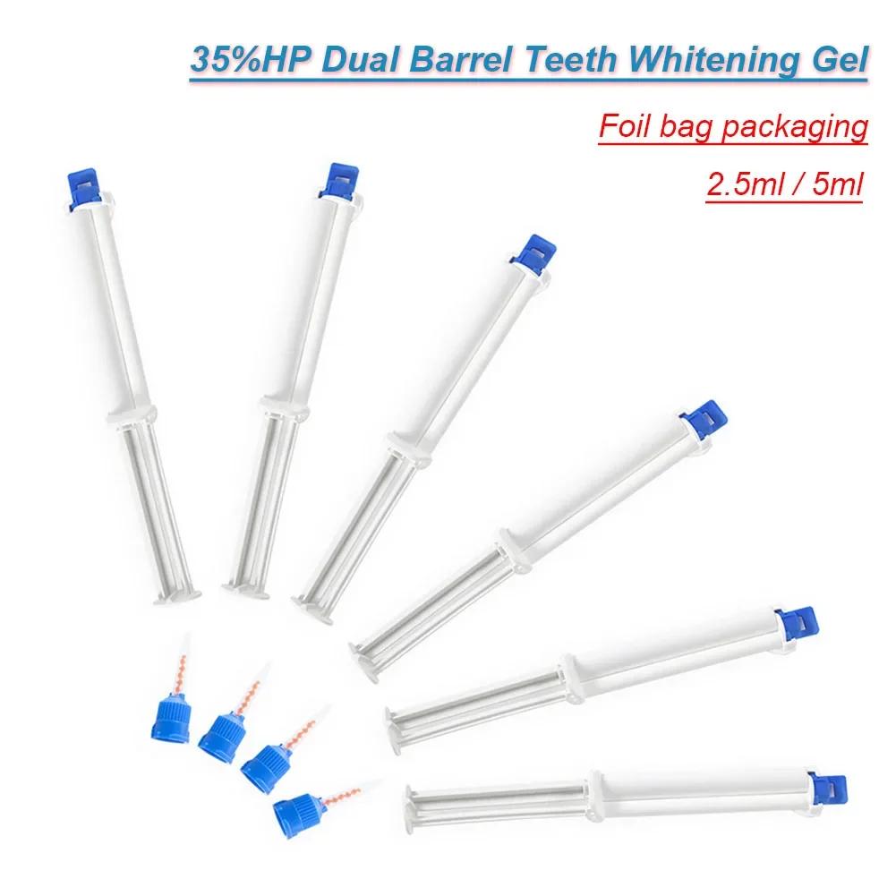 Professionele 35HP Dual Barrel Tanden Whitening Gel Tandheelkundige Kliniek Tandvlees Barrière Tanden Bleekmiddel Whitener Waterstof Peroxide 2.5/5ml