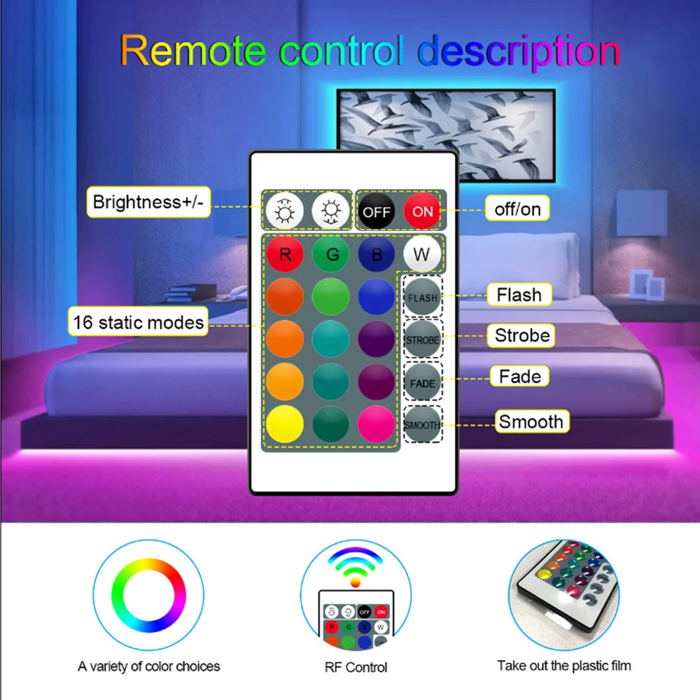 5050 5V listwy RGB Led światła kontroler Bluetooth USB 0.5m-5m 12led/m Led pasek światła dla podświetlenie TV dekoracje do wnętrz do sypialni