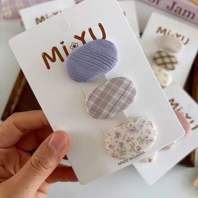 3pcs/set Mini Toddler Hair Clips for Girl Korean Fashion Full Fabric Barrettes Bow Floral Print Small Hair Pin Cute Headwear
