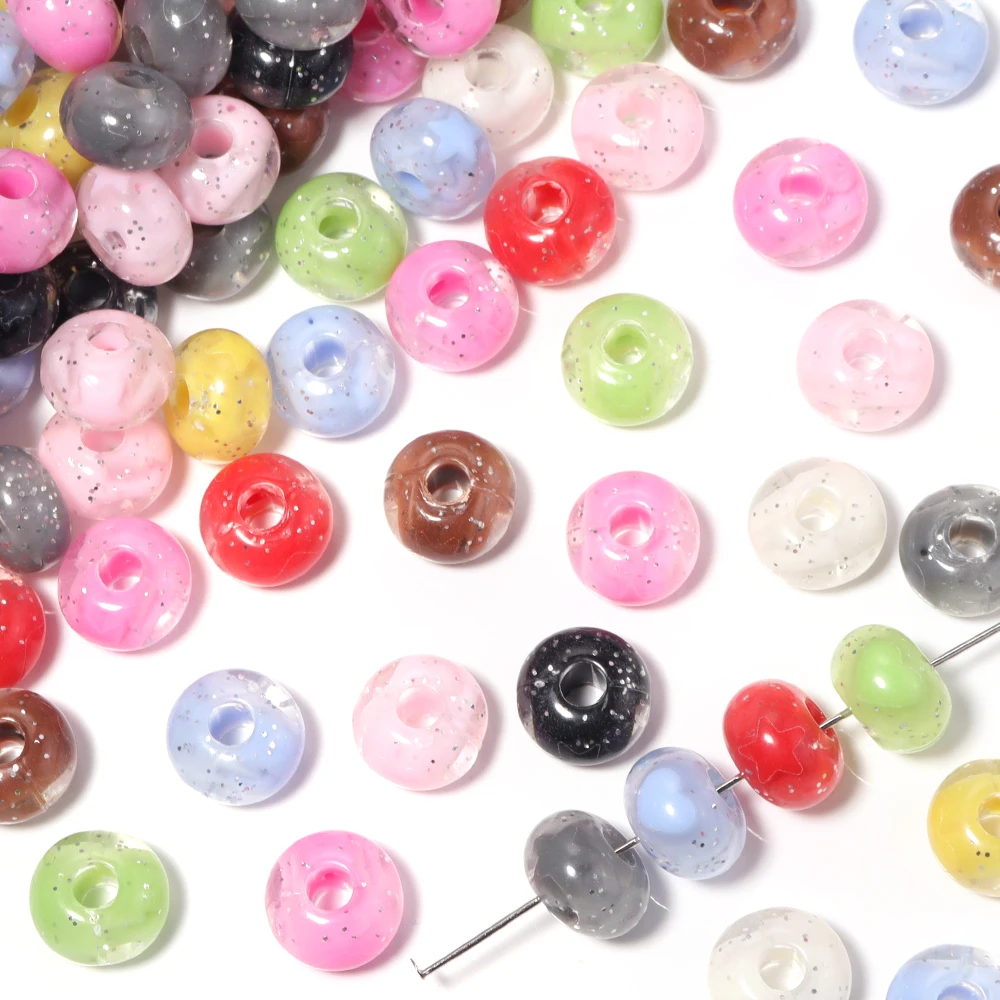 30pcs 13x9mm Colorful Big Hole Acrylic Beads Abacus Loose Spacer Beads For Jewelry Making DIY Bracelets Necklace Accessories