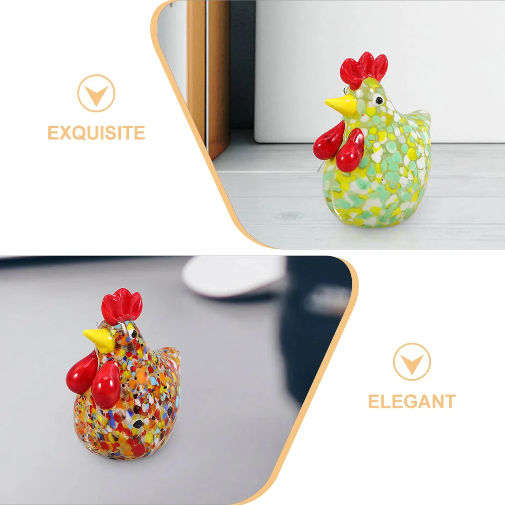 2 Pcs Chick Ornament Rooster Decor Mini Chickens Turkey Decorations Statues Figurines Hand Made