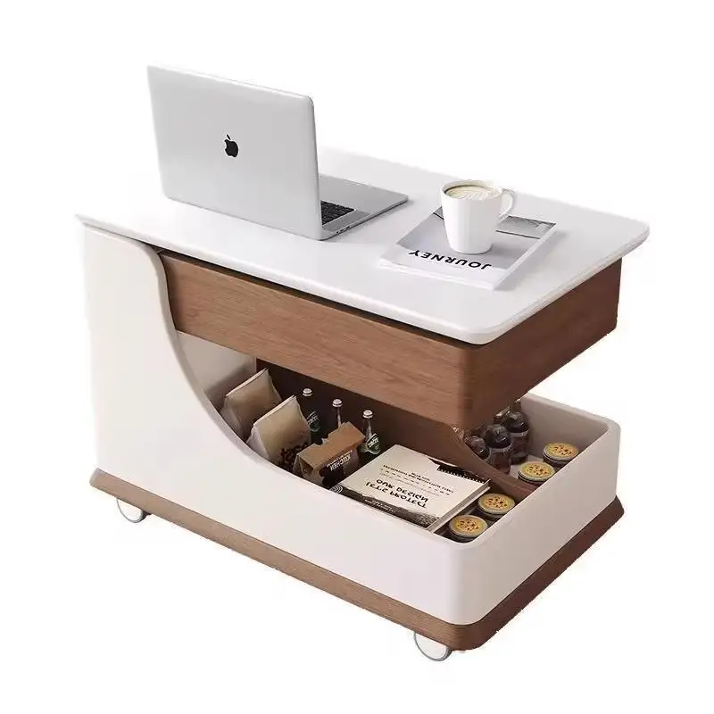 رفع بلاطة الصخور سطح المكتب طاولة جانبية غرفة المعيشة أريكة خزانة جانبية عربة متحركة متعددة الوظائف طاولة القهوة المنقولة #5