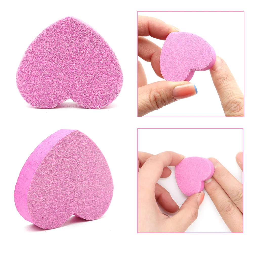 50 قطعة ملفات الأظافر الإسفنجية على شكل قلب كتل 180/240 على الوجهين تلميع الرملي عازلة قابل للغسل الصنفرة أدوات مانيكير أسود وردي #5