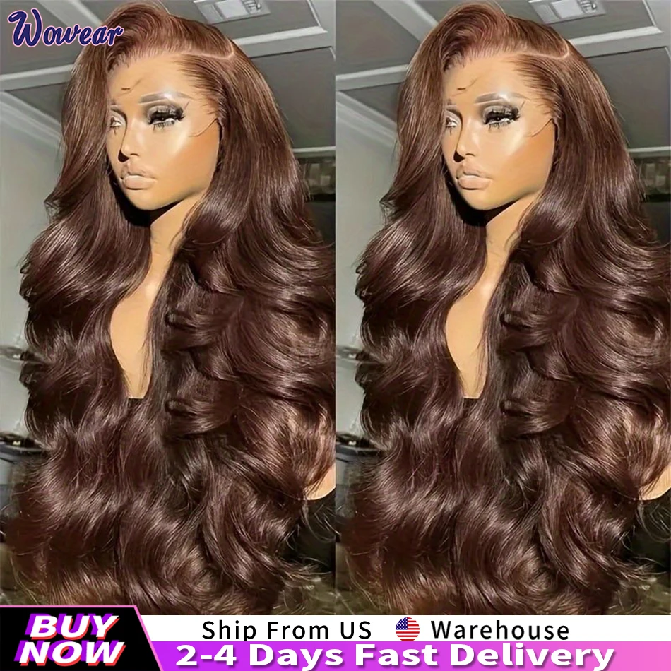 Body Wave Lace Front Wig 13x4 Chocolate Brown Lace Front Wigs 200 Density Brazilian Hair Wigs Transparent Lace Frontal Wigs