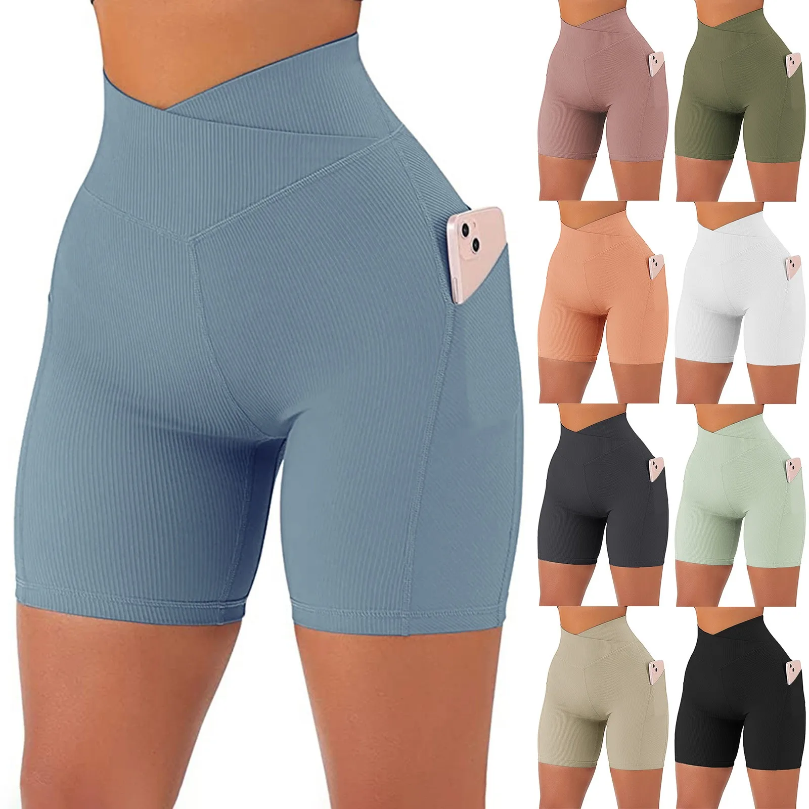 

Fitness Shorts Woman Leggings Cross Waist Push Up Gym Shorts Workout Running Gym Tights Push Up Sport Yoga Shorts Women