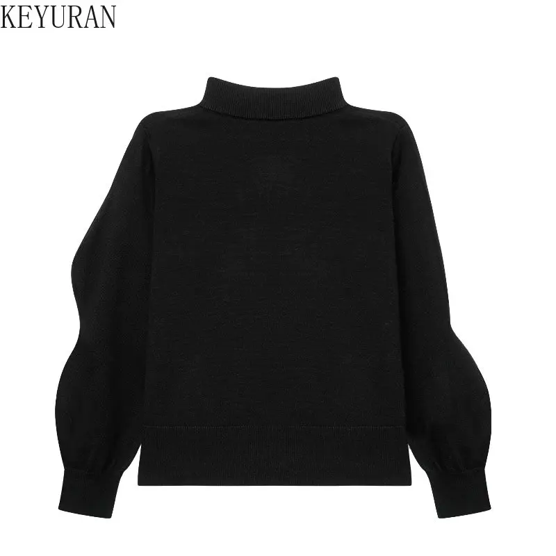 Autumn Winter Knitted Sweaters Women Pullovers Korean Fashion Ruffles Sleeve 3D Flowers Knitwear Top Sweater Sueter Mujer Jumper