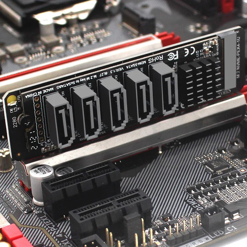 Tarjeta adaptadora PH56 M.2 a SATA 3,0, expansión SI-Pex40139 de 5 puertos para SATA III 6GB/S M2 PCIe, expansión de ordenador JMB585