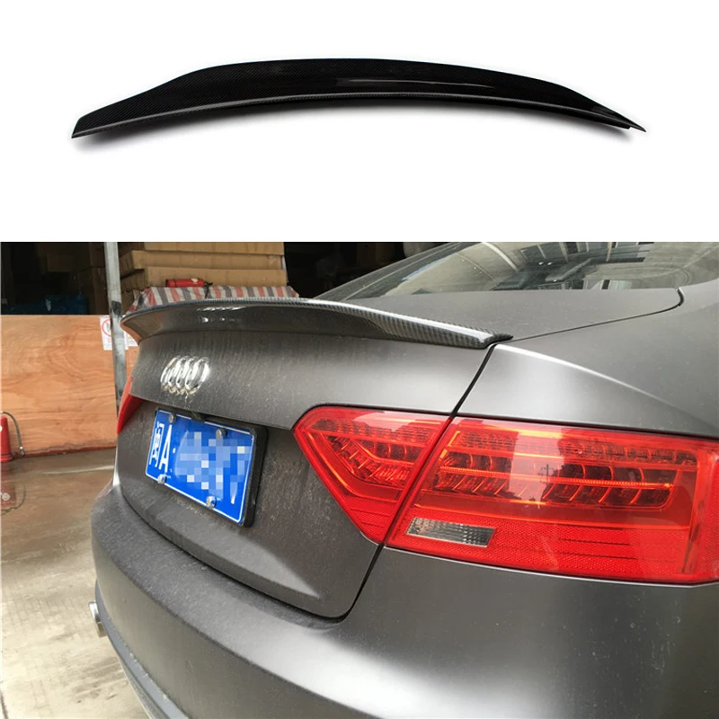 Carbon Fiber Rear Trunk Spoiler Wing Fit for Audi A5 4Doors Sedan 2010 - 2015