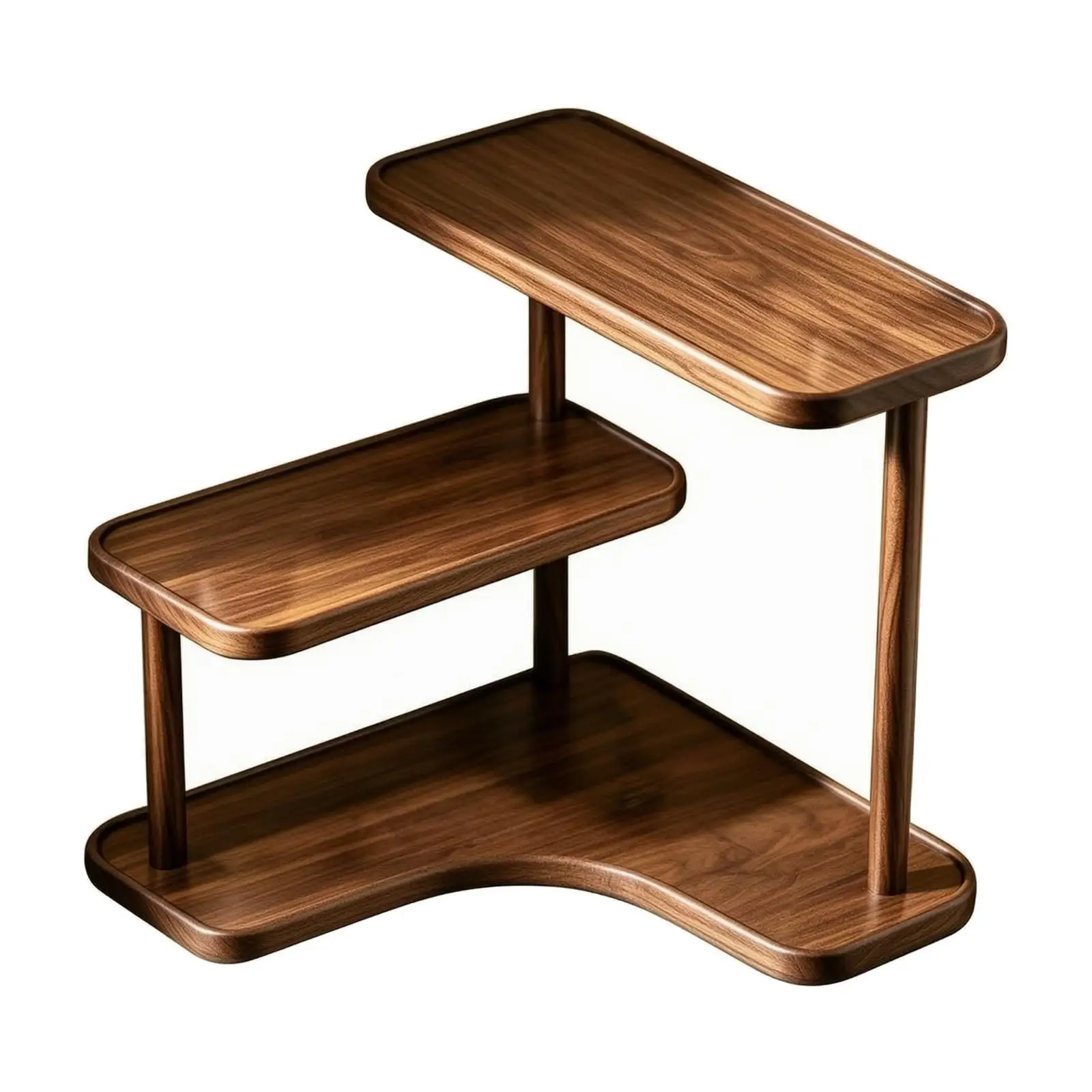 Bamboo Corner Shelf for Kitchen Counter Storage Rack Three Tier L Shaped Display Stand for Books and Decorative Items