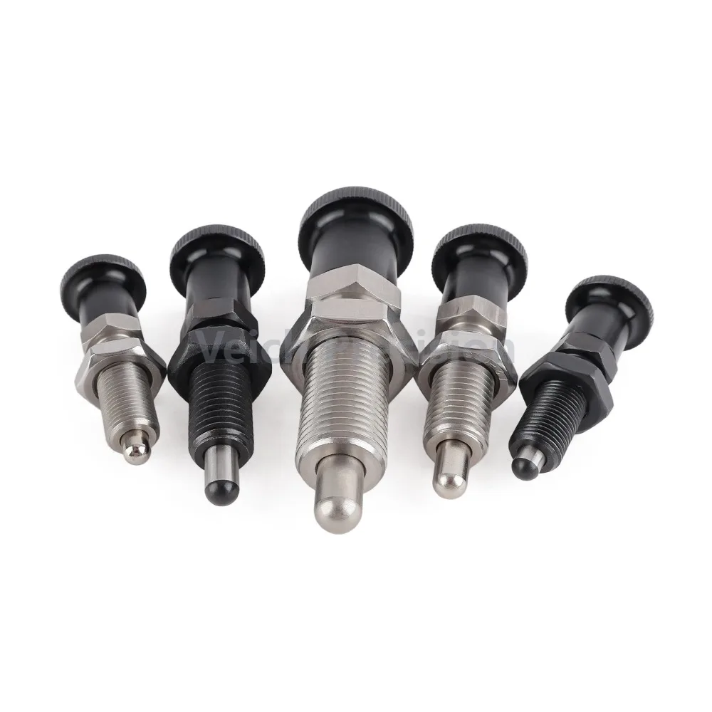 Extended Thread VCN212 Indexing Plunger Black/Gold Aluminum Knob Return Type Carbon & Stainless Steel Locking Pin With Nut