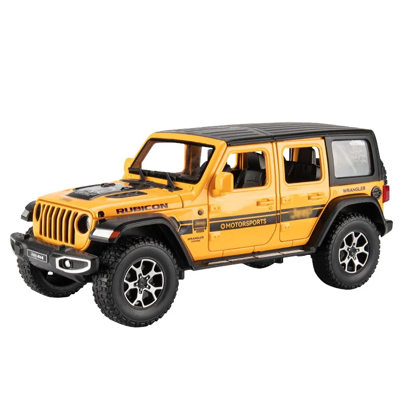 1:22 Jeep Wrangler Rubicon Simulation Off Road Car Model Sound Light Collective Voiture Miniature Diecast Toy Vehicle Boy A427