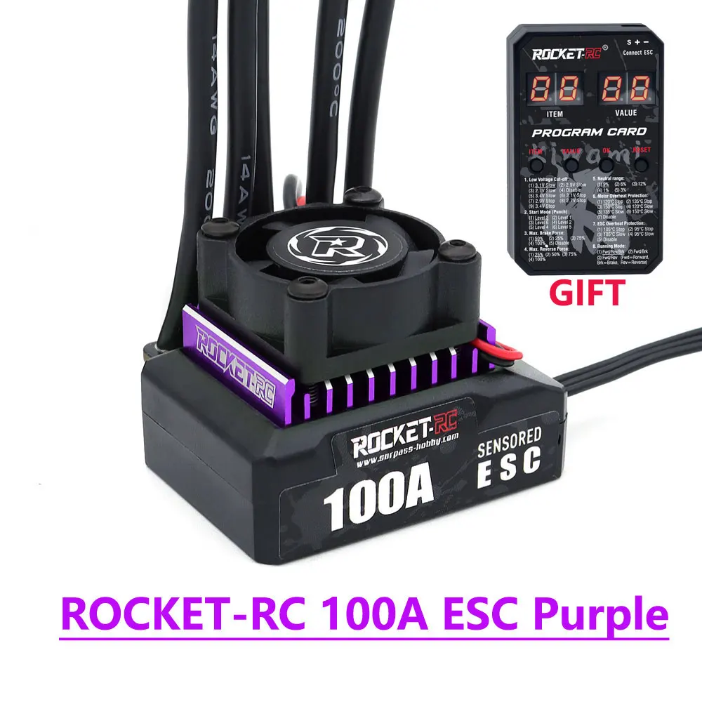 ROCKET-RC 100A ESC Sensored Brushless Electric Speed Controller 2-3S for 1/10 RC Drift Car 380/390/540 Sensored Brushless Motor image 3