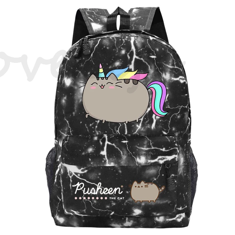 Mochila escolar de dibujos animados para niños y niñas, morral de viaje con diseño de gato, bolsa de libros, regalo para adolescentes