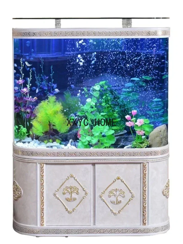 Aquarium Living Room Glass Change Water Ecological Landscaping Large Bottom Filter Floor Fish Tank