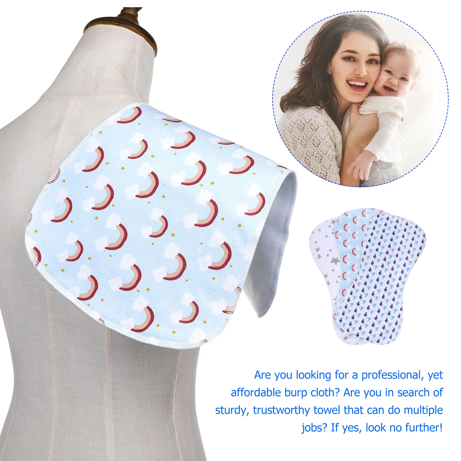 

3pcs Burp Cloths Cotton Drool Towels Lightweight Foldable Newborn Sweat Absorbent Baby Shower Gift Nursing Infant Saliva Bibs