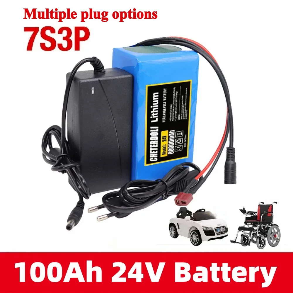 

NEW 24V 7S3P 18650 Lithium-Ion Battery Pack 100Ah with 20A Balanced BMS for Scooter Electric Wheelchair + 2A Li ion Charger