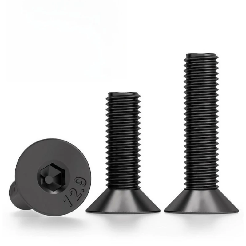 12.9 Carbon Steel Flat Head Allen Screw M1.6 M2 M2.5 M3 M4 M5 M6 M8 M10 M12 Hex Socket Flat Head Screw Bolt for Furniture