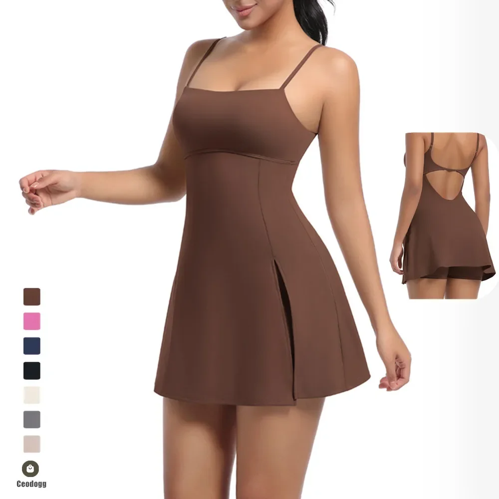 

Pad Bodysuit Women Anti Shorts Yoga Set Gym Running One Piece Jumpsuit Tennis Skirt Workout Tracksuit Dance Fitness Bodysuit