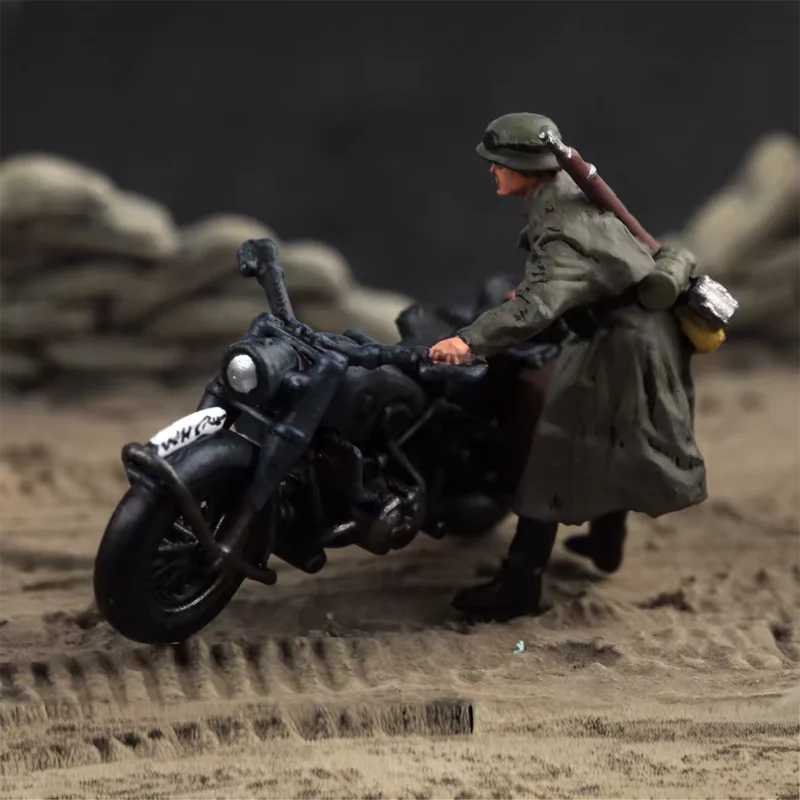 New 1/72 3D Printed Motorcycle Scout Miniature Soldier Model DIY Hand Painted Military Scene Matching Ornament Toy Collectibles