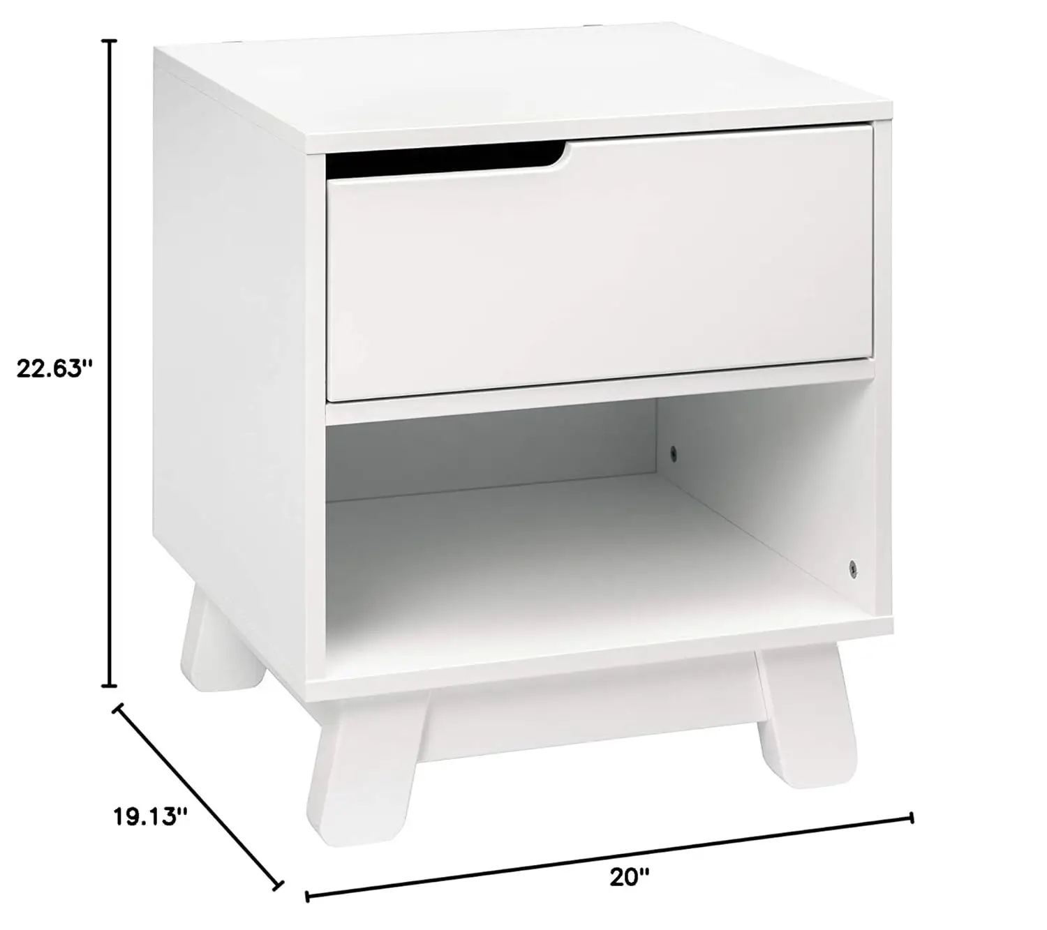 Nightstand with USB Port in White 1 Drawer and Storage Cubby Made Eco friendly Non toxic Materials provide ample storage