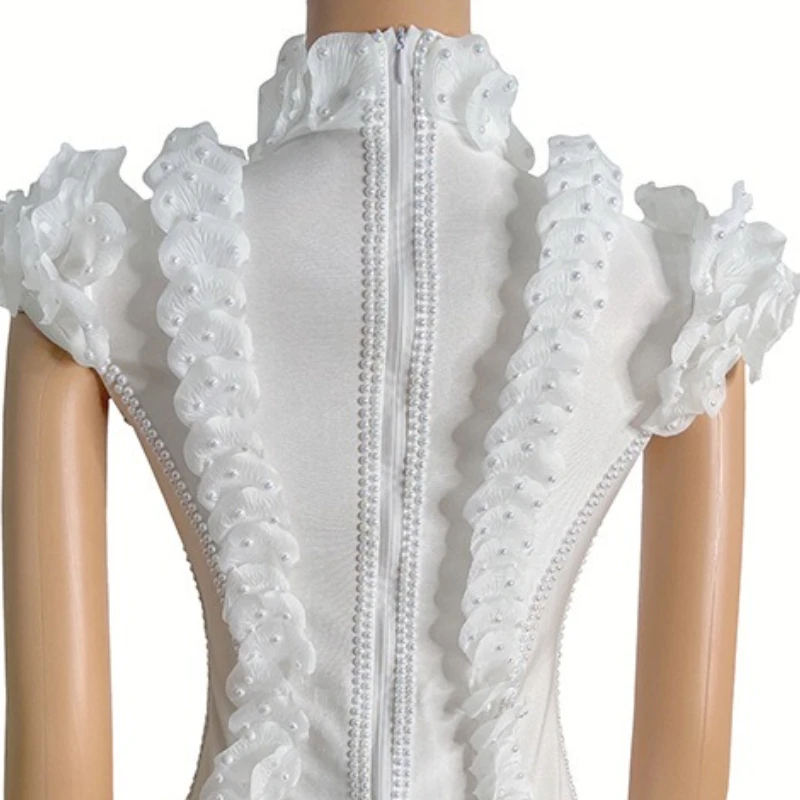 Pure White Temperament Princess Dress Model Catwalk Party Banquet Modern Dance Stage Performance Clothes Music Festival Mitzvah