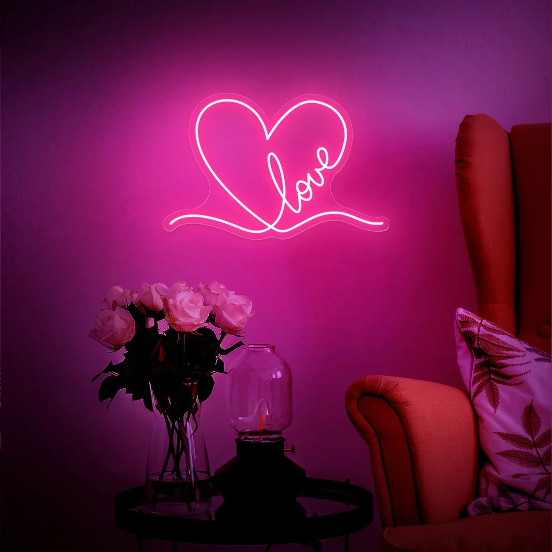 Love Neon Sign Custom Wedding Love Heart LED Lights Wall Art Decor Valentines Gift for Girl Friend Bedroom Night Lamp Game Home